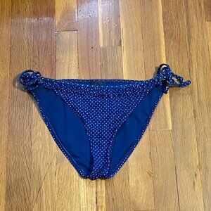Black Poppy Blue/White Polka Dot Lace Trim String Bikini Bottom NWOT Size XL